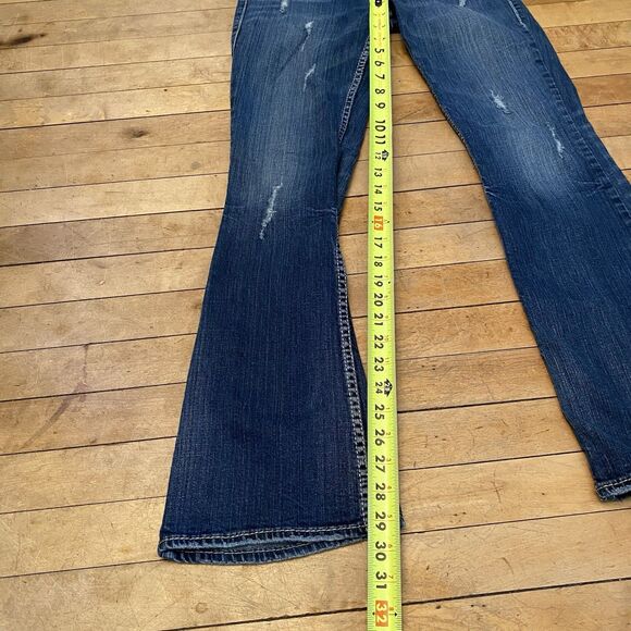 Silver Jeans Women’s Size 27/32 Suki Surplus Medium Wash Boot Cut Distressed - Picture 7 of 15